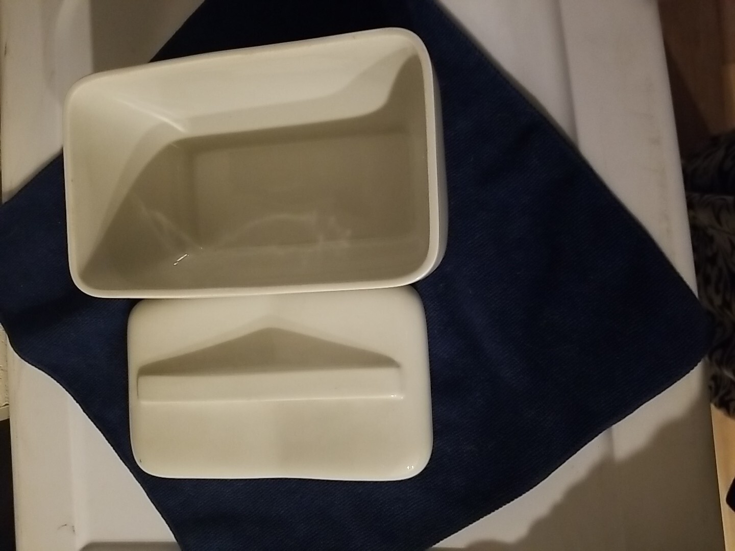 Montgomery Ward Refrigerator Dish by Hall China 5094 Ivory White Made in USA