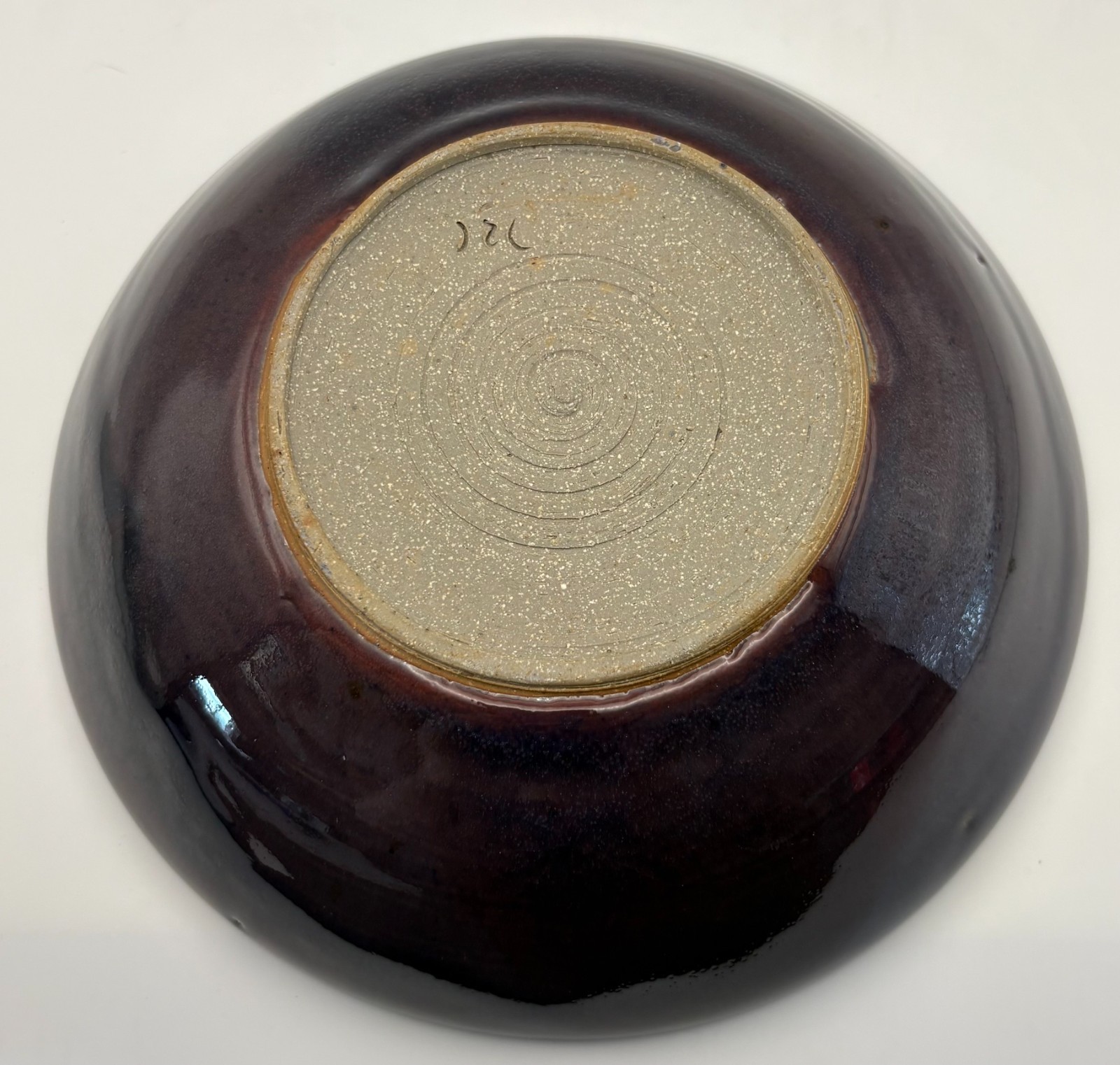 Studio Art Pottery Deep Purple Glazed Stoneware Bowl 8.75″ x 2.5″ Signed