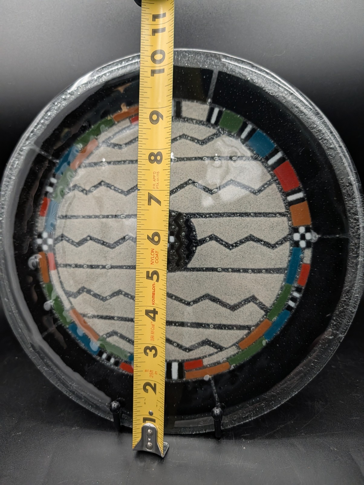 Peggy Karr Southwestern Native American 10.5” Fused Art Glass Plate Signed