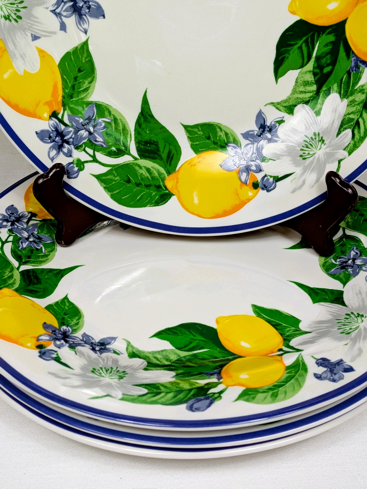 4 Royal Norfolk Lemon Printed Ceramic Dinner Plates 10.5″ NEW! Tuscan Summer