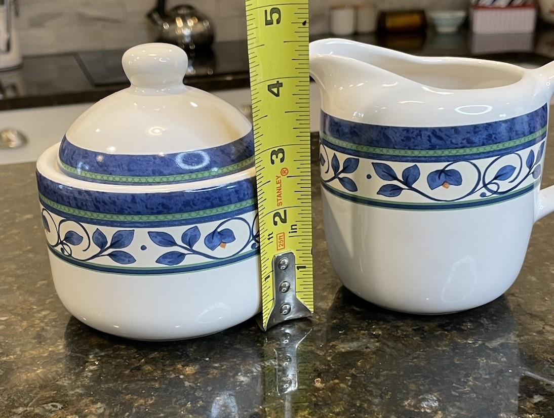 Pfaltzgraff Orleans Pattern Creamer and Sugar Bowl with Lid