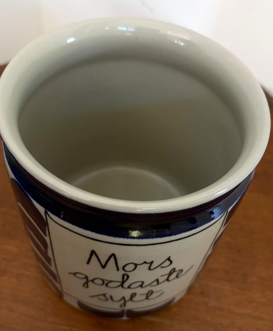 VTG Rörstrand Sweden Marianne Westman Jam Jar Mors Godaste Sylt Teak Lid Rare