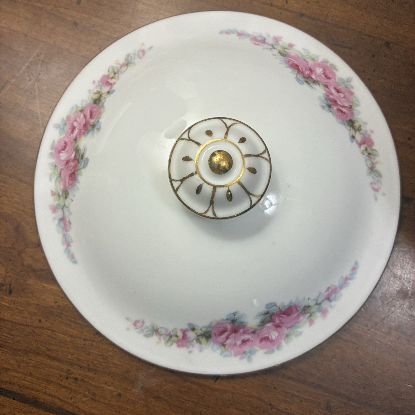 Vintage Fine China Corona Serving Bowl W Lid Pink Roses Made In Occupied Japan