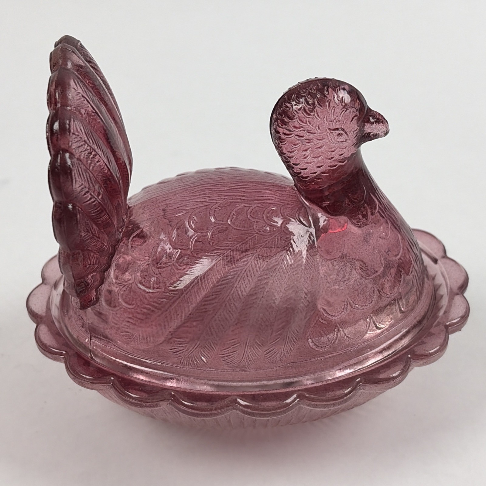 Turkey Bird On Nest Cranberry Indiana Glass Small Candy Dish – 4½” Tall