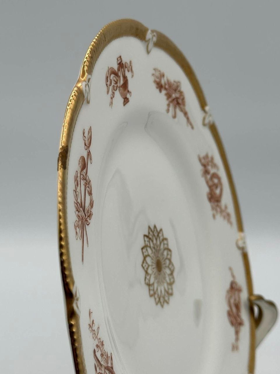 Set 4 Antique Victorian British Registered Design Plates 9″ Gilt c.1870s