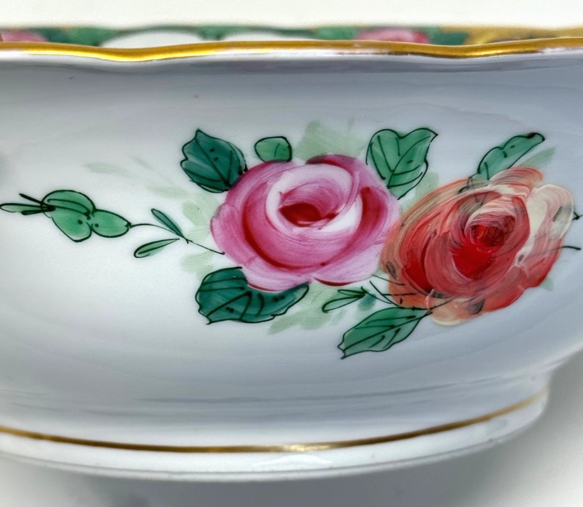 Antique Saxe Altenburg Germany Art Nouveau Gold Embossed Serving Display Bowl