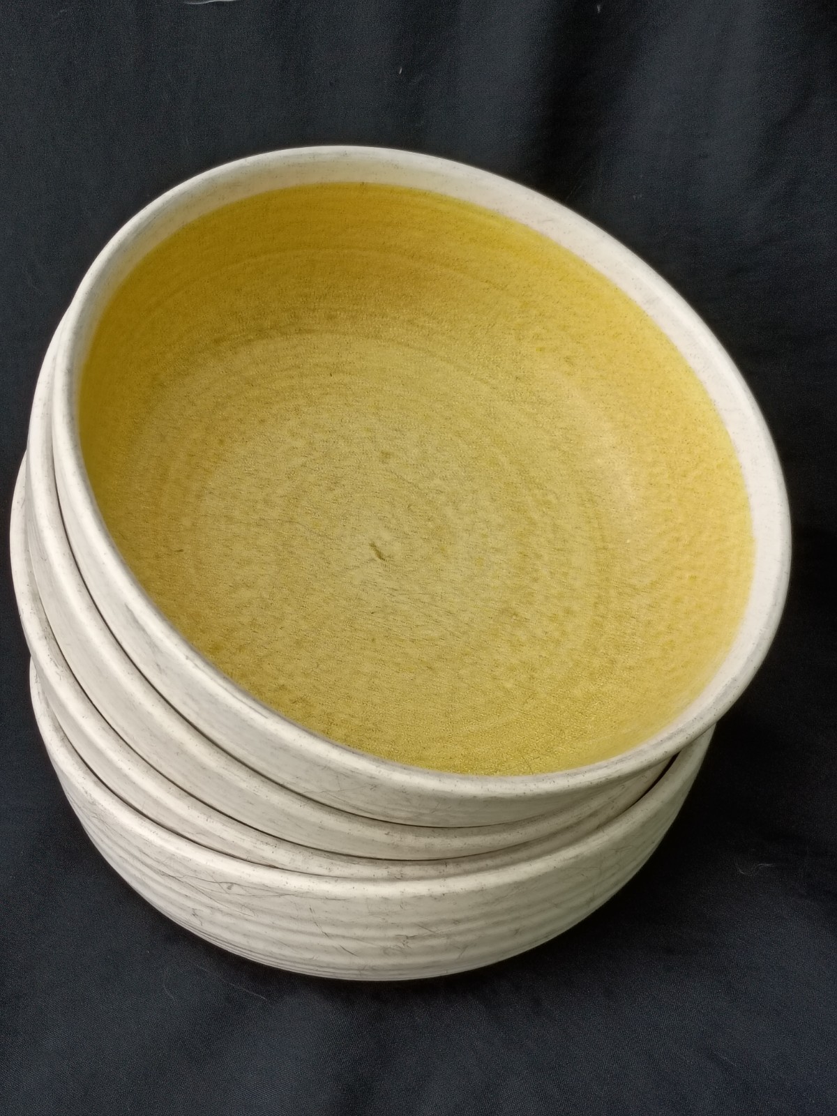 Set of Four (4) Franciscan Pottery Hacienda Gold Cereal Soup Bowls 6 1/4″