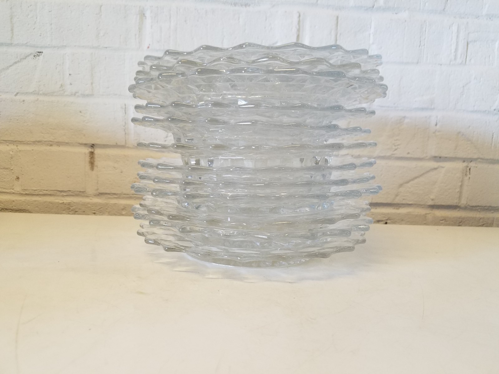 Vintage American Fostoria Set of 12 Pressed 8 1/4″ Glass Plates