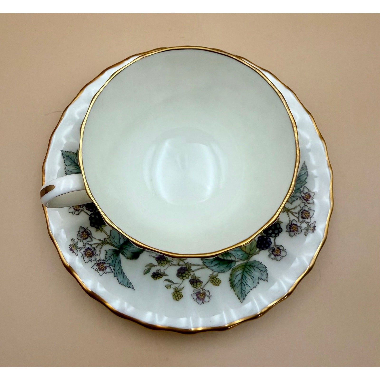 Royal Worcester Lavinia Tea Cup & Saucer Fine Bone China England Blackberry