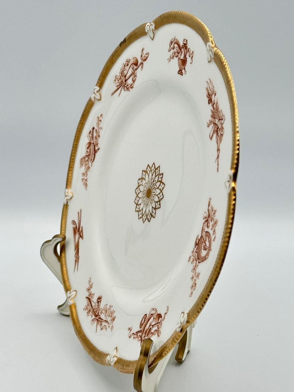 Set 4 Antique Victorian British Registered Design Plates 9″ Gilt c.1870s