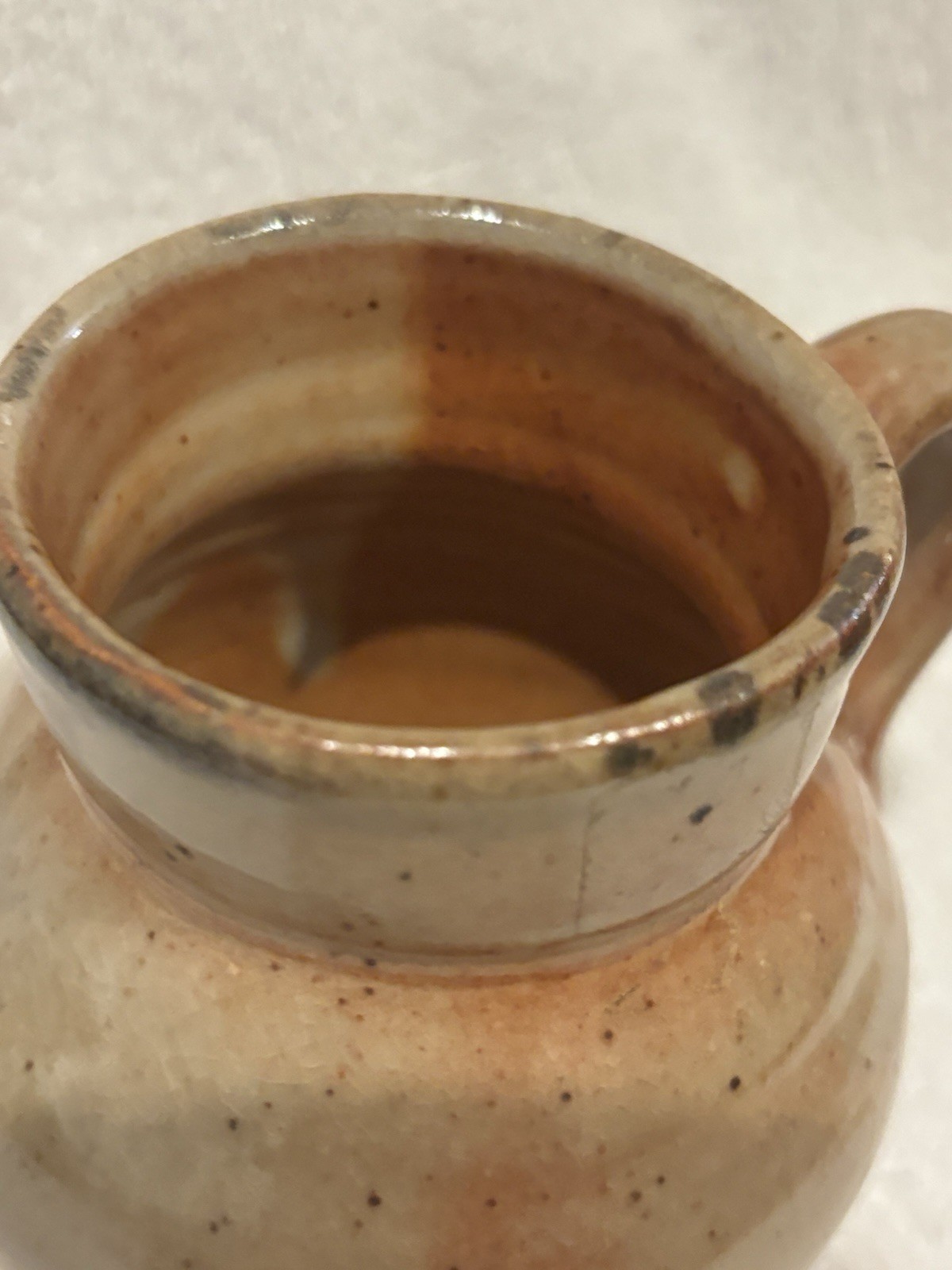 Stoneware Hand Thrown Coffee Mug Vintage, Glazed Gray, Blue, Tan, Rustic