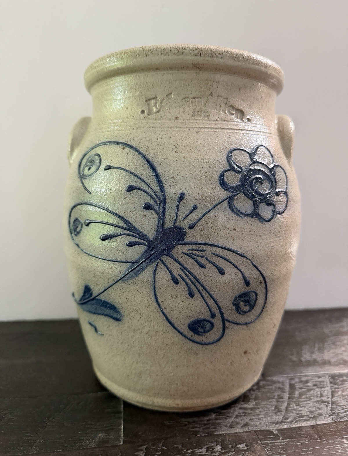 Vintage Ethan Allen Stoneware Crock RPW Robinson Ransbottom Hand Painted Cobalt