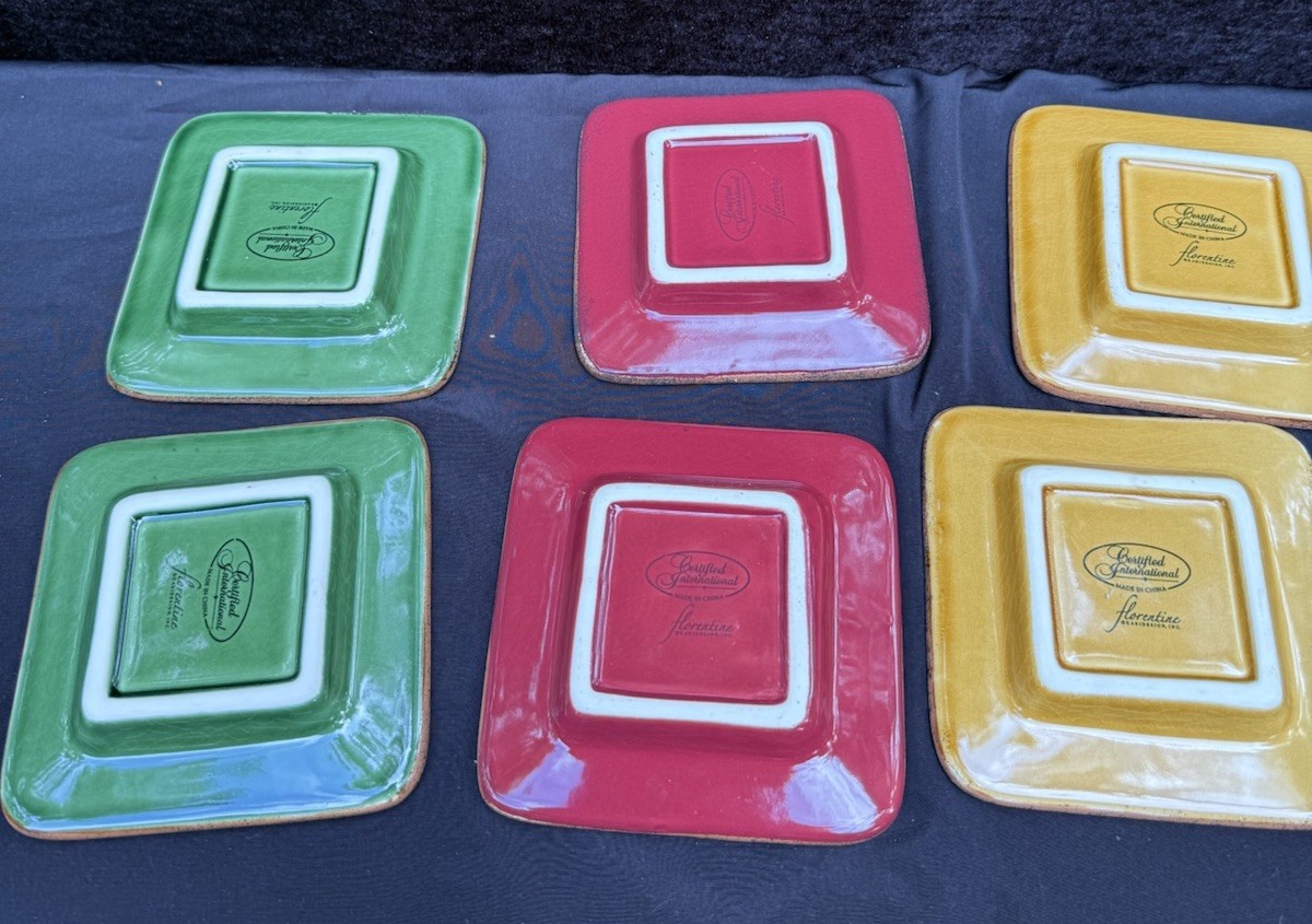 6 KARIDESIGN Certified International Embassy Florentine Olive Oil Saucers Rustic