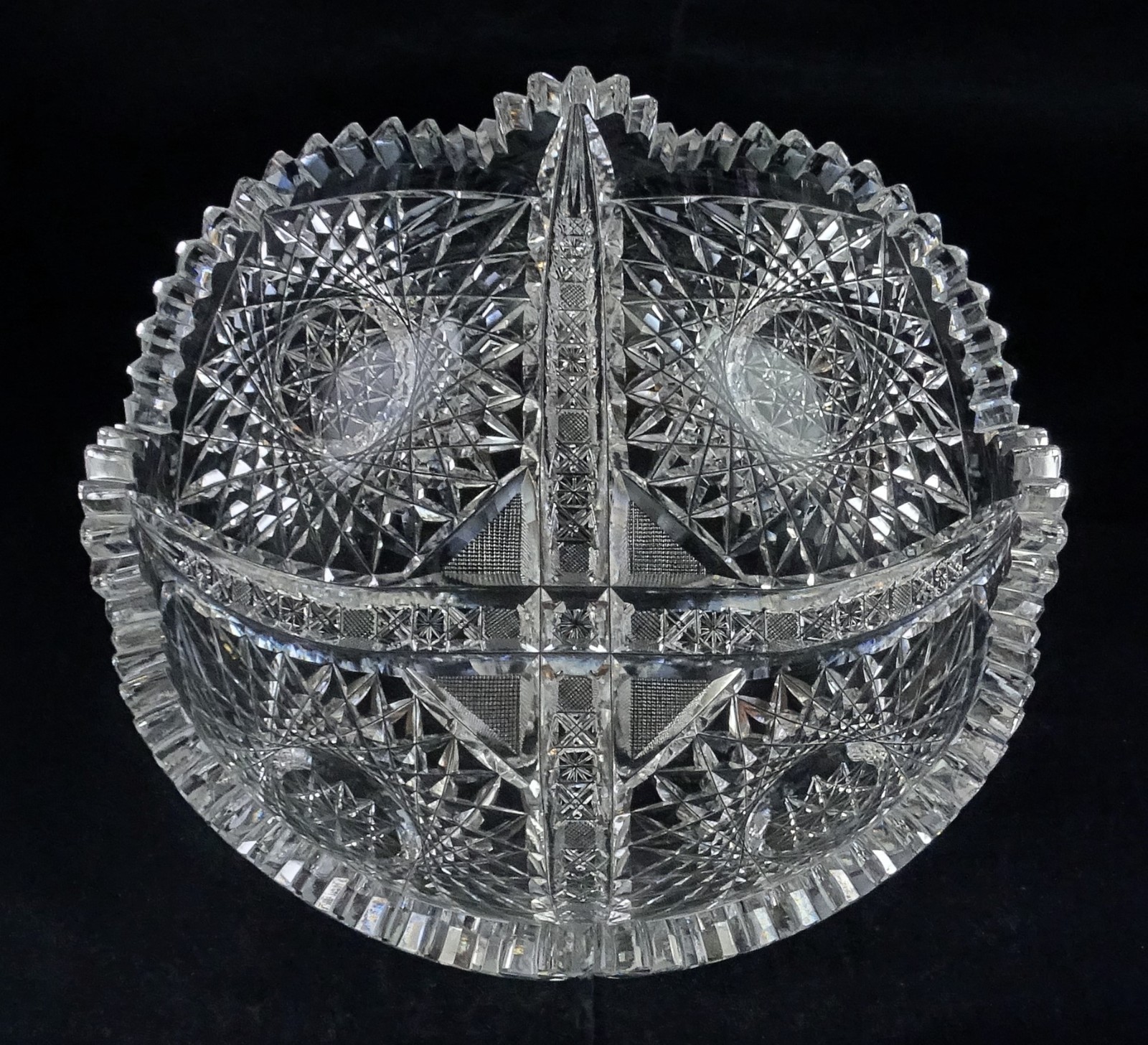 ABP American Brilliant Period Cut Glass Banana Boat & 8″ Bowl