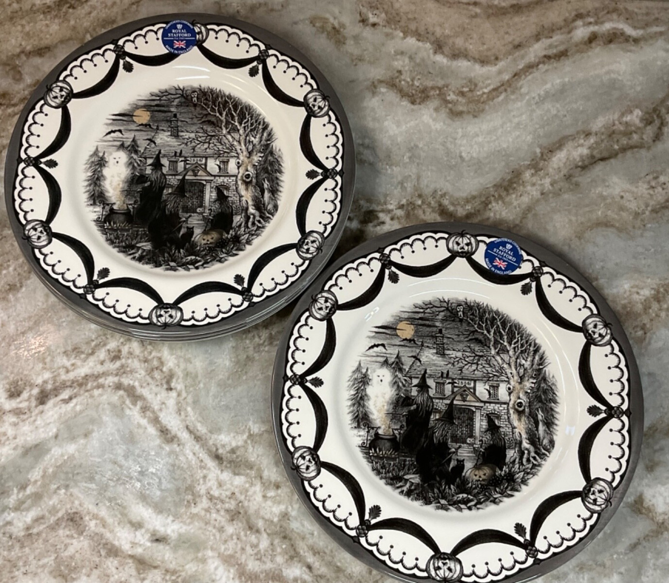 The Witches Coven Dinner Plates By Royal Stafford Halloween 11 Inch Set Of 4 New