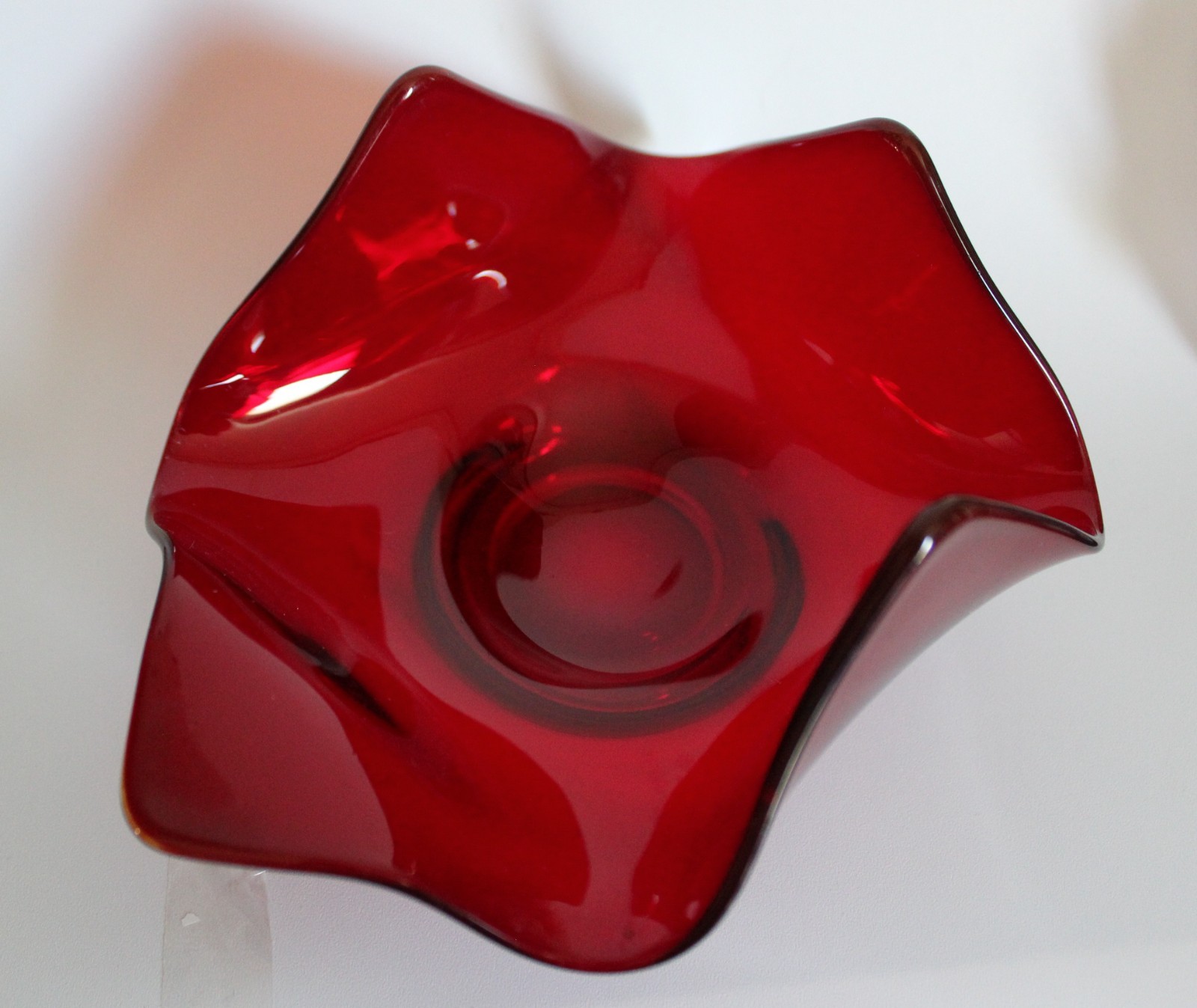 RUBY RED CANDY DISH UNIQUE SHAPE
