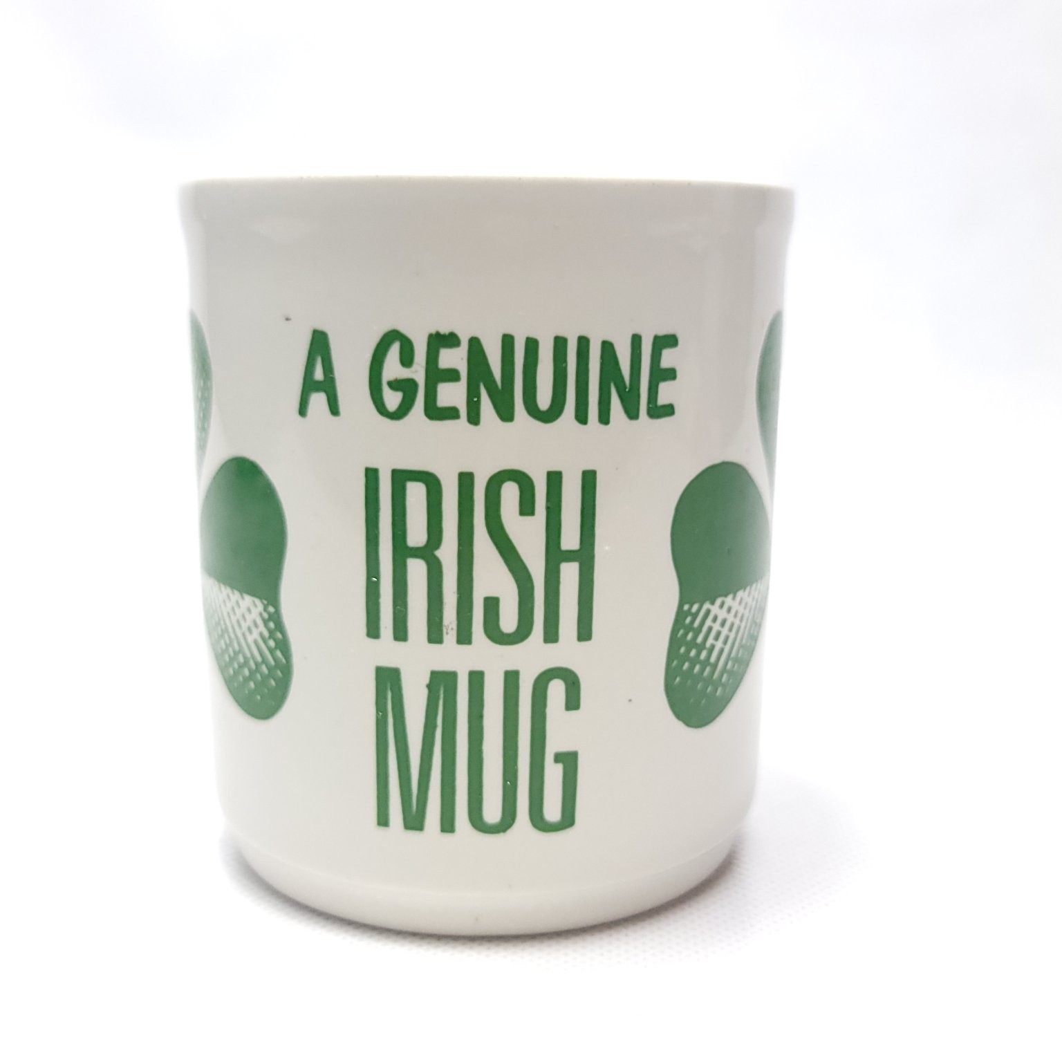 Vintage C&E England Mug Shamrock Clover Internal Handle Ceramic Irish Funny Gag