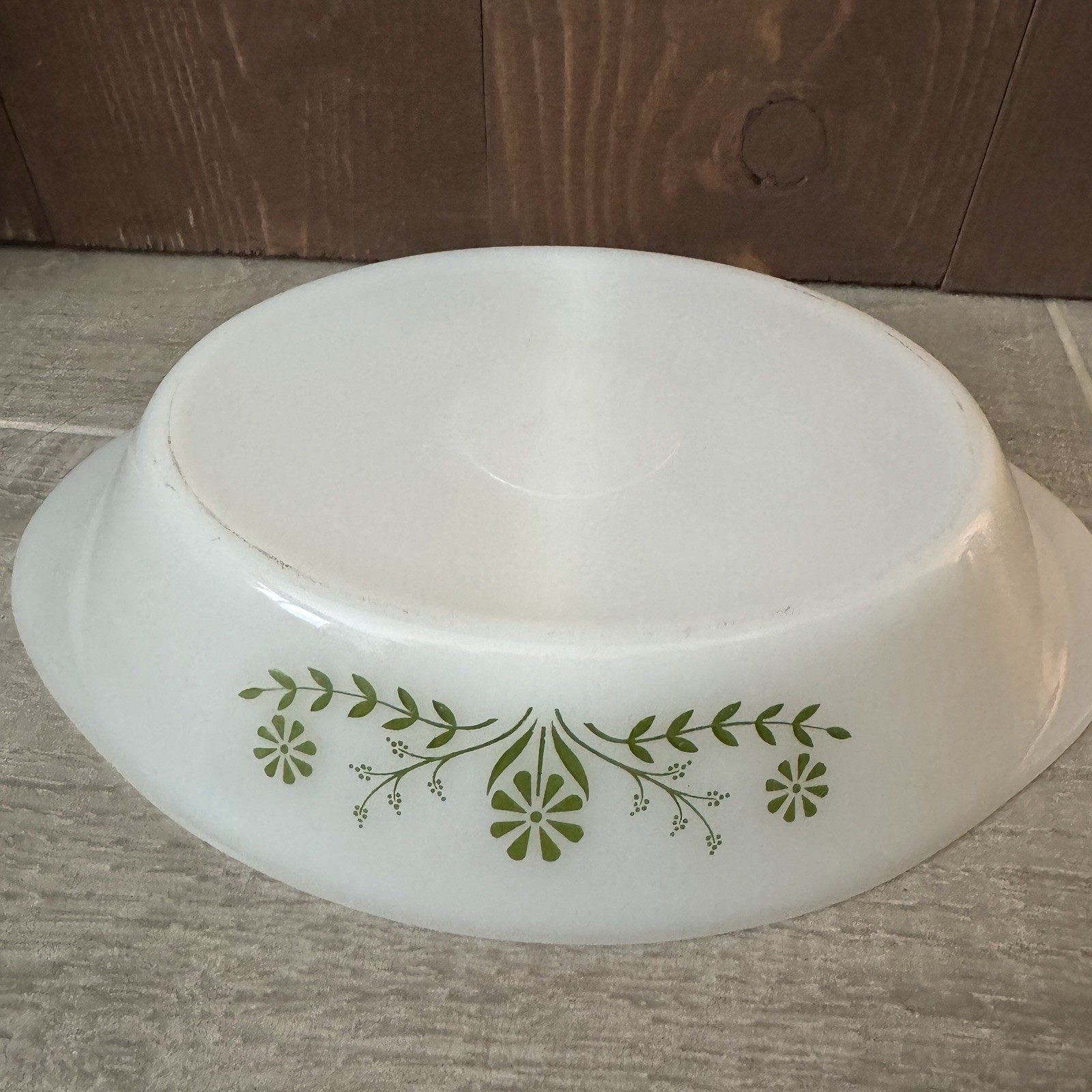 Vtg Green Daisy Glasbake Divided Casserole Dish J2352 Milk Glass Oval USA