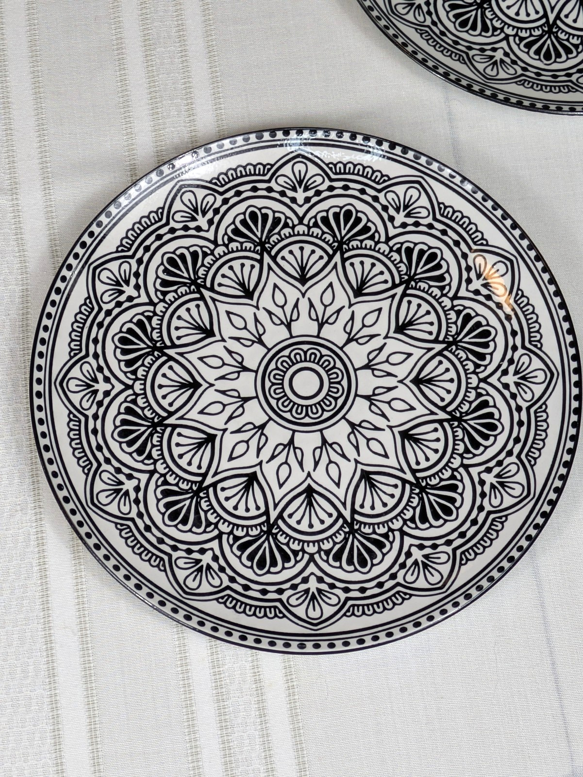 Set 6 Royal Norfolk Black & White Mediterranean Ceramic Salad Plates 7.5 NEW
