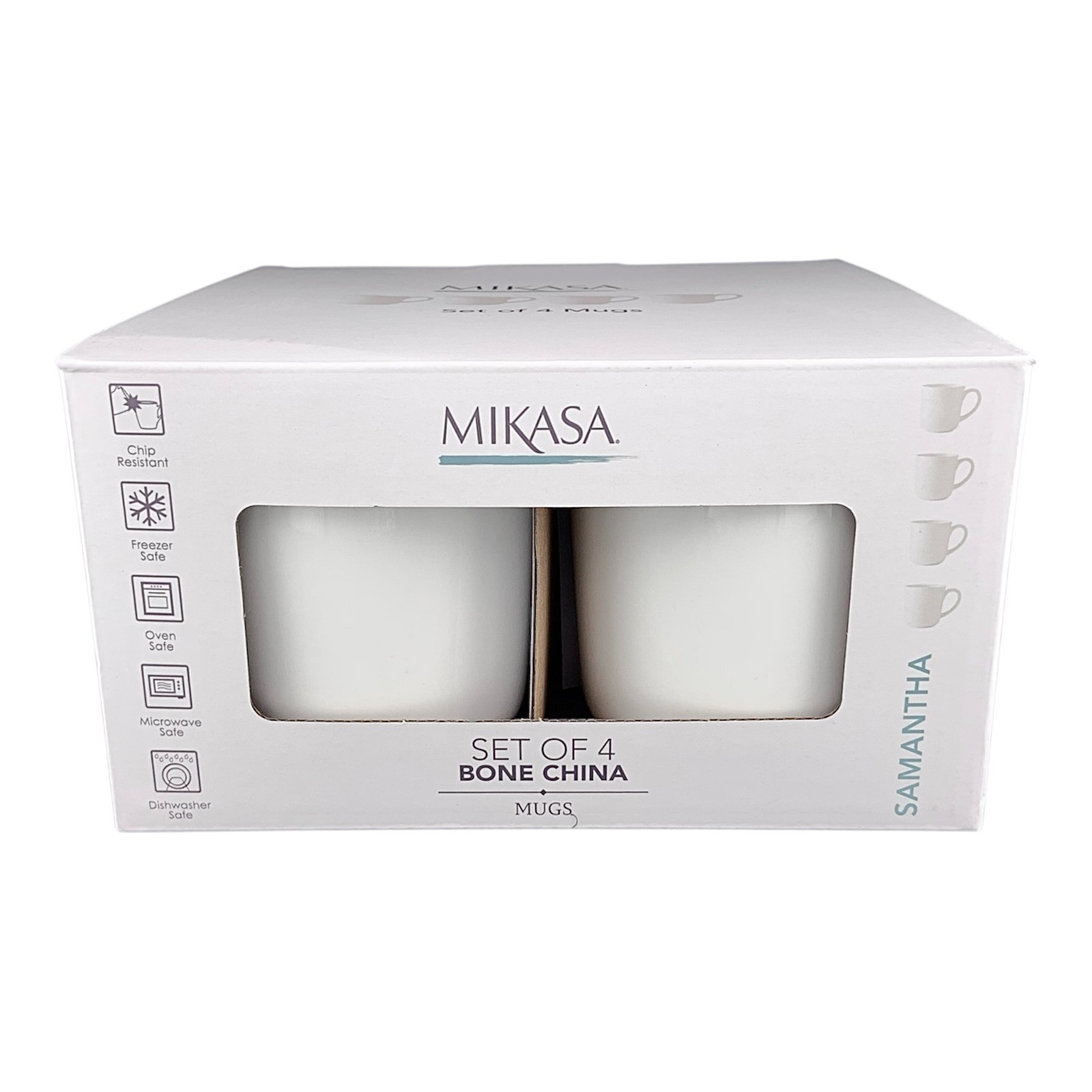 Mikasa Samantha Mugs – 4pc Bone China Coffee Tea Mug Set