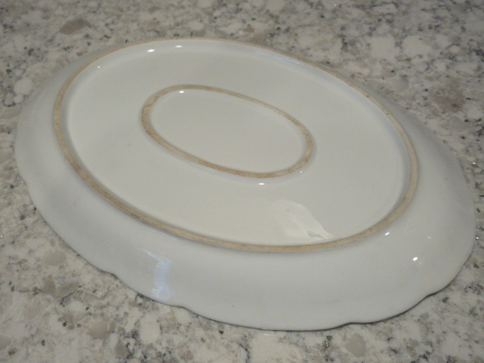 ANTIQUE ROSE GARLAND CHINA SERVING PLATE PLATTER 15″ X 10 1/4″