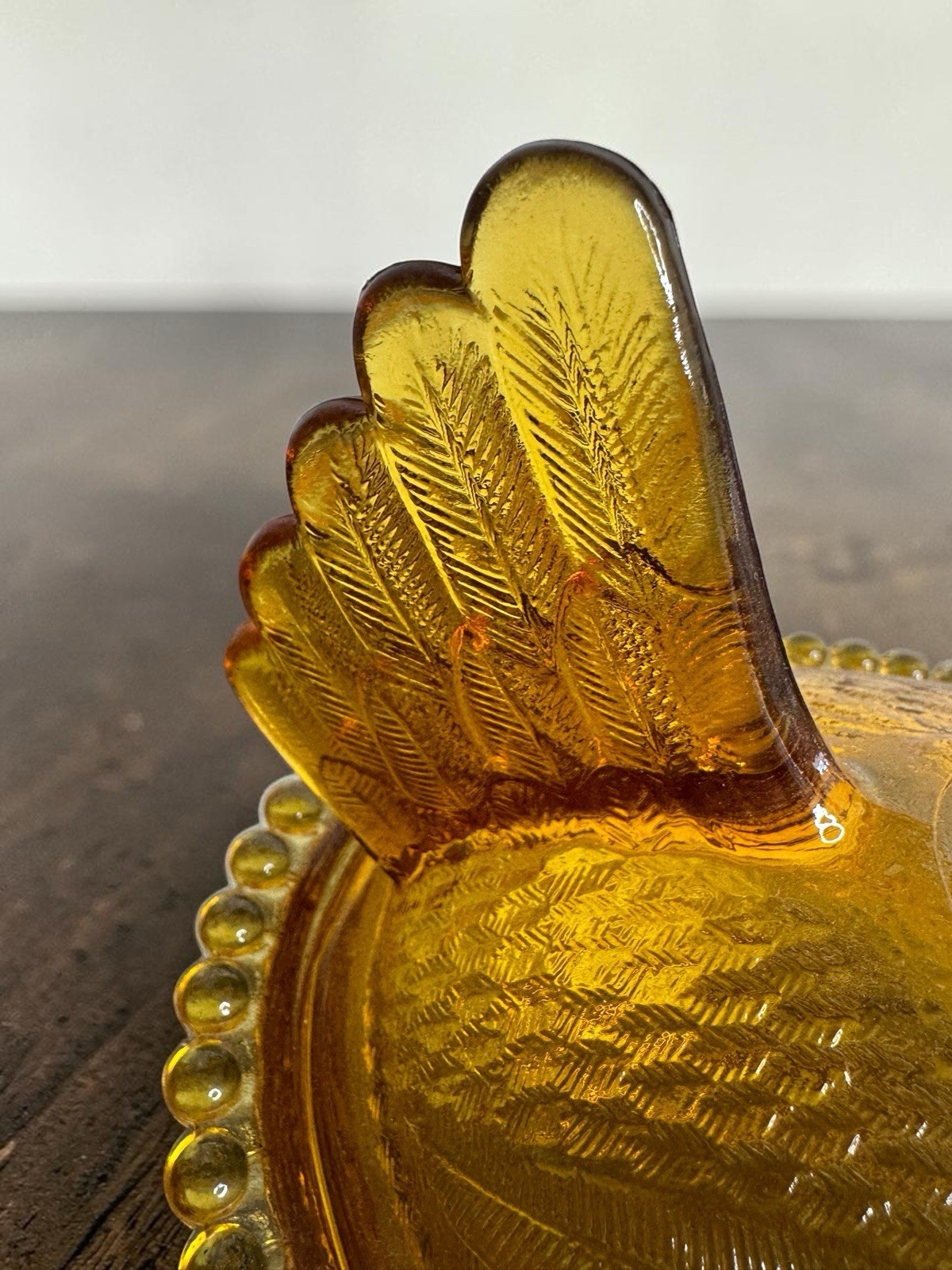 Vintage Indiana Glass Amber Hen on Nest – Beaded Edge Candy Dish MCM Granny Core