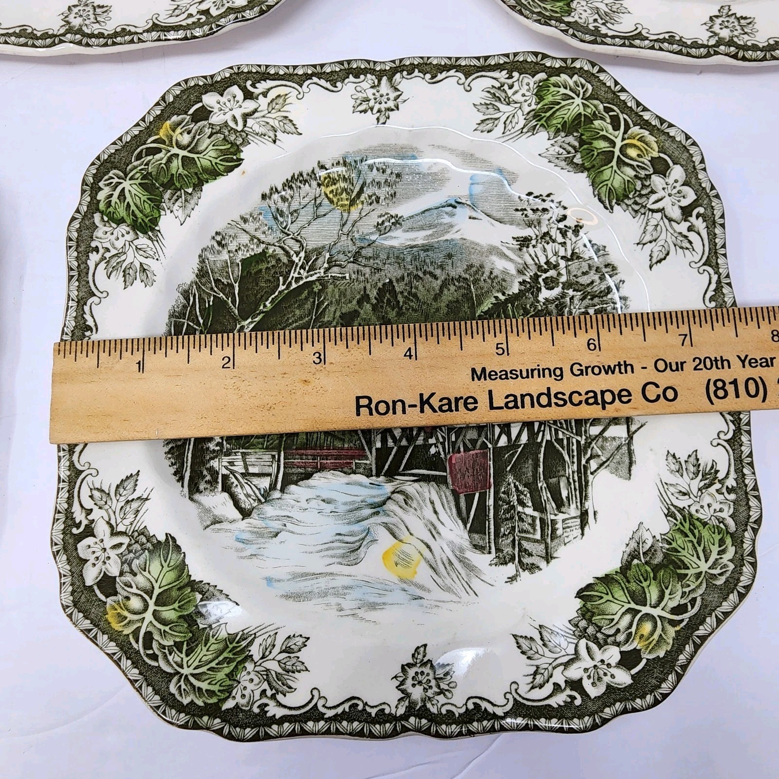 Friendly Village Johnson Brothers Covered Bridge Square Salad Dessert Plates Set