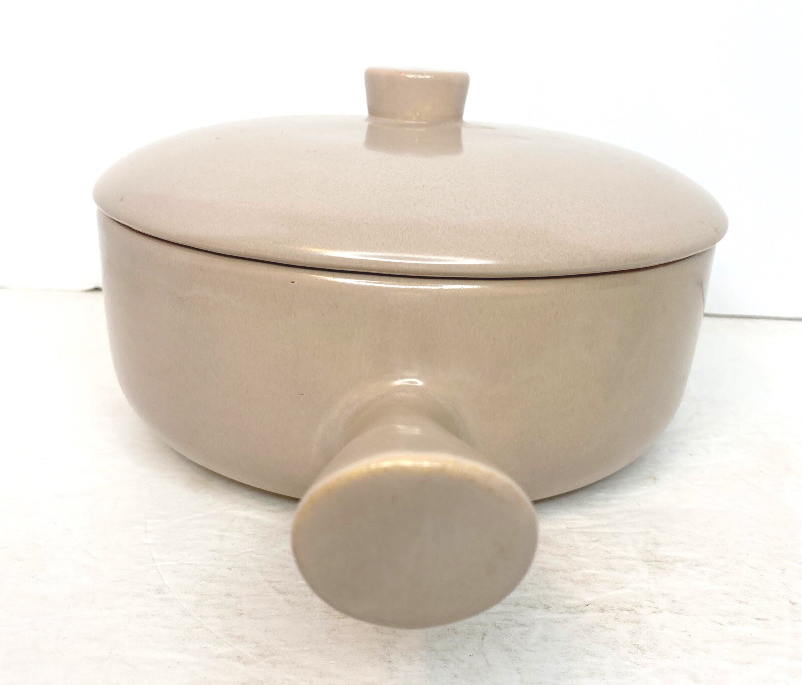 Vintage La Solana California Pottery Individual Covered Casserole Handle Pink