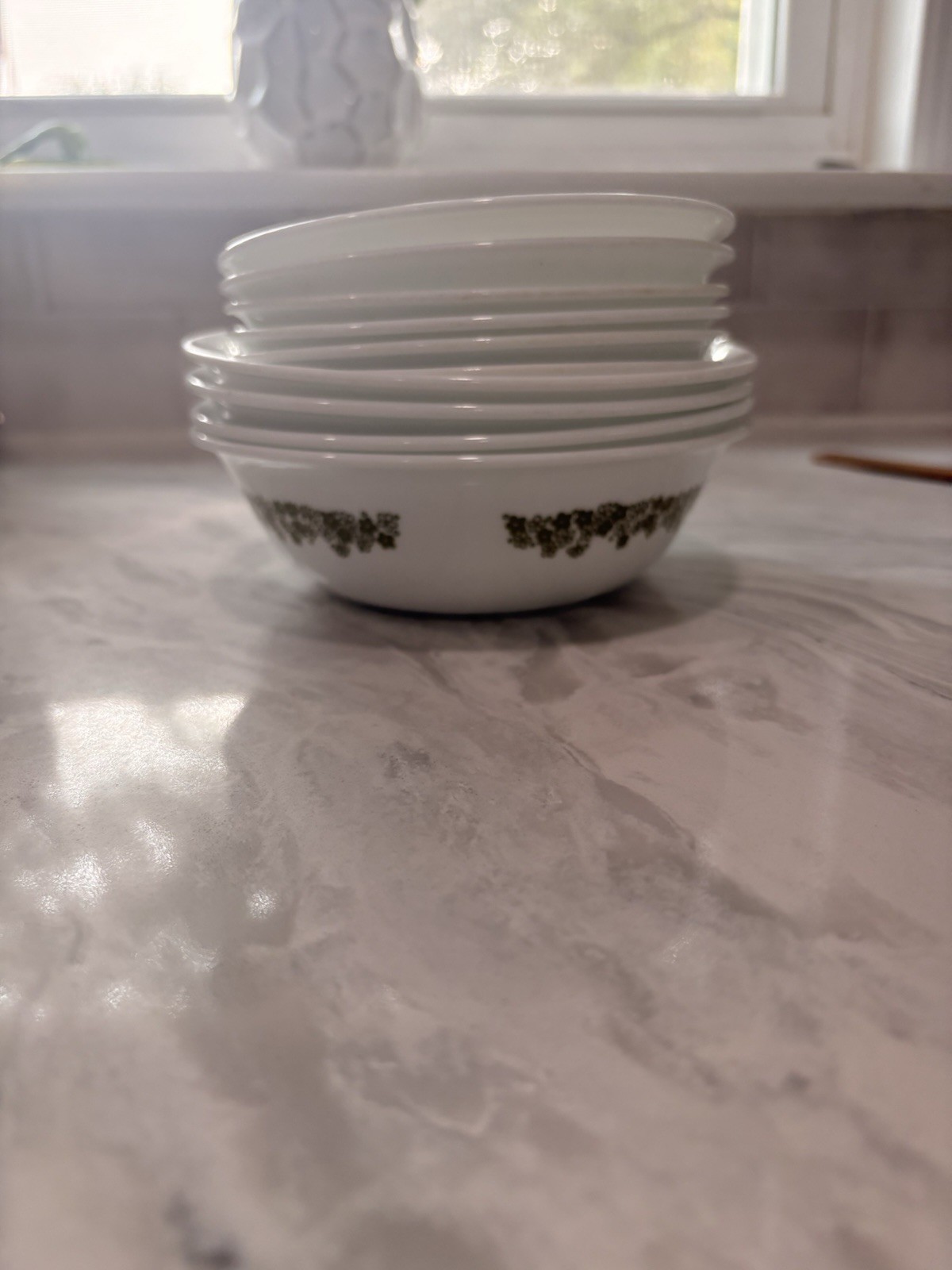 Mixed Lot Of Retro Corelle Bowls Large And Small Green, Blue And Plain 10 Total