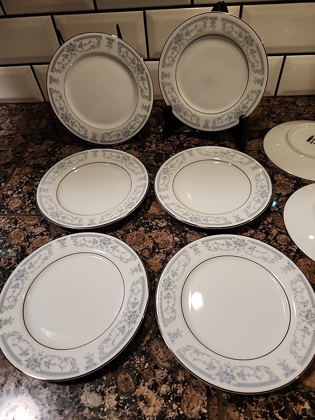 Sheffied Blue Whisper Fine China Set Of 8 (6) Bread Butter 6 3/8″ (2) Saucers 6″