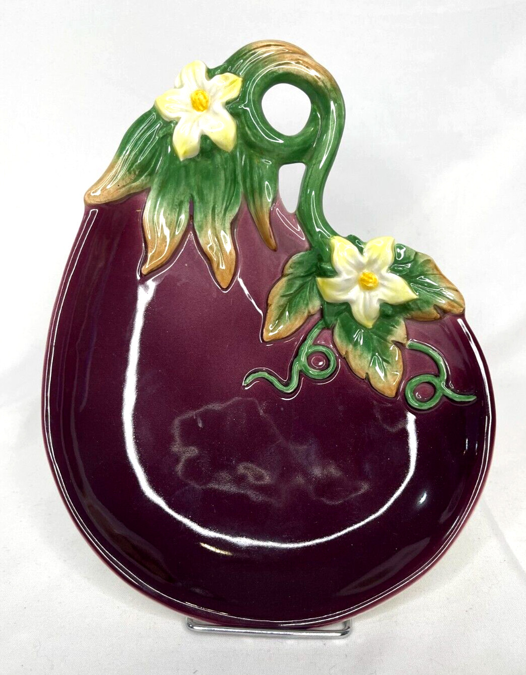 Fitz & Floyd Gardening Gourmet Eggplant Canape Plate Aubergine Purple Wall Décor