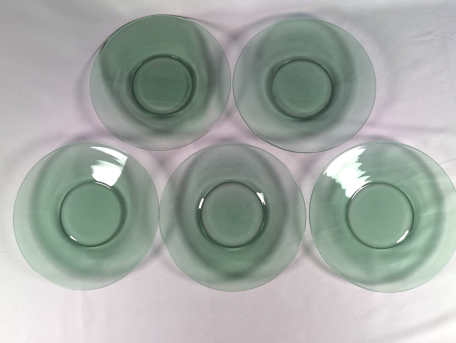 Mixed Set of 8 Green Glass Salad / Side / Dessert Plates