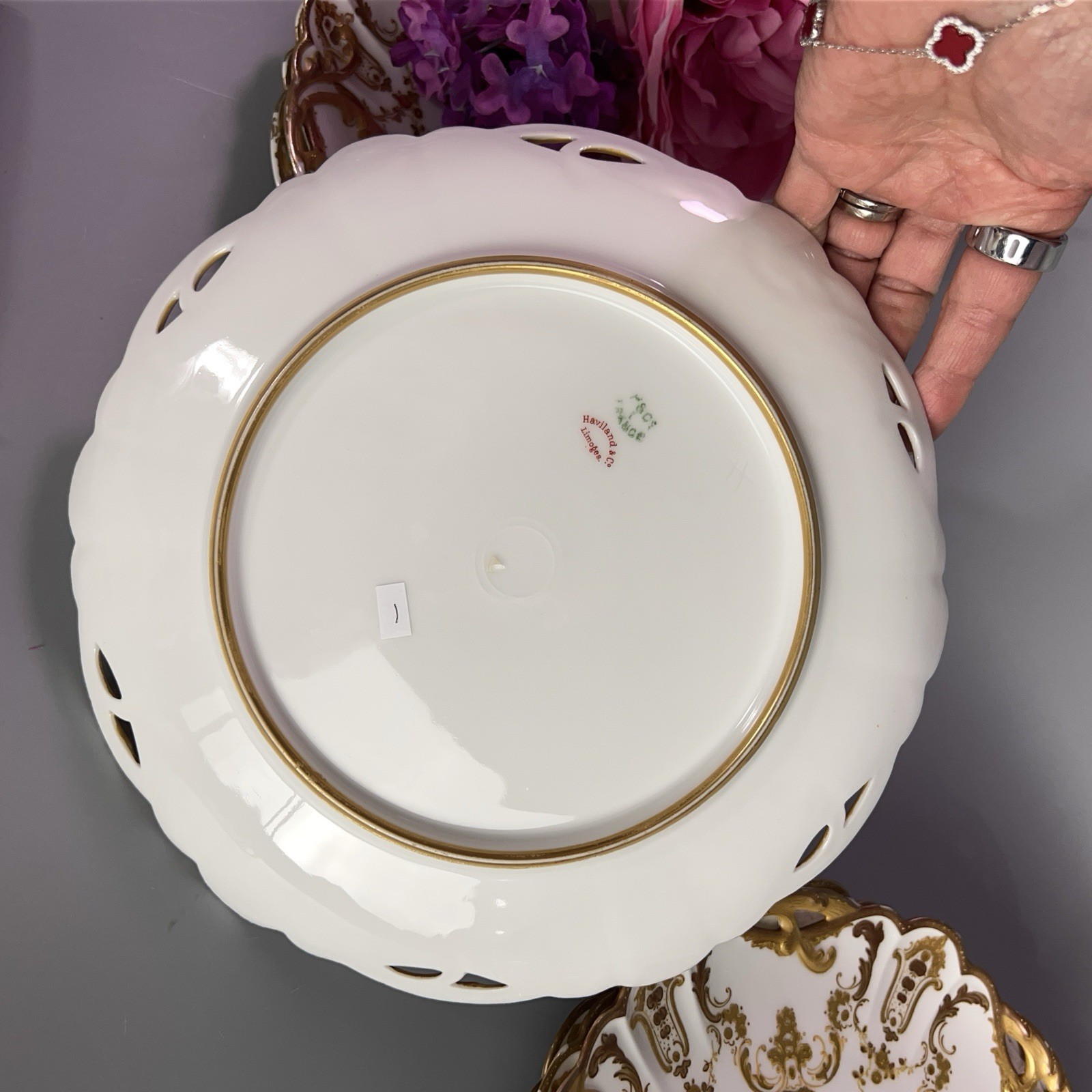 Antique Haviland Co Limoges luncheon plates Rinceaux Blank Raised Gilt 9” France
