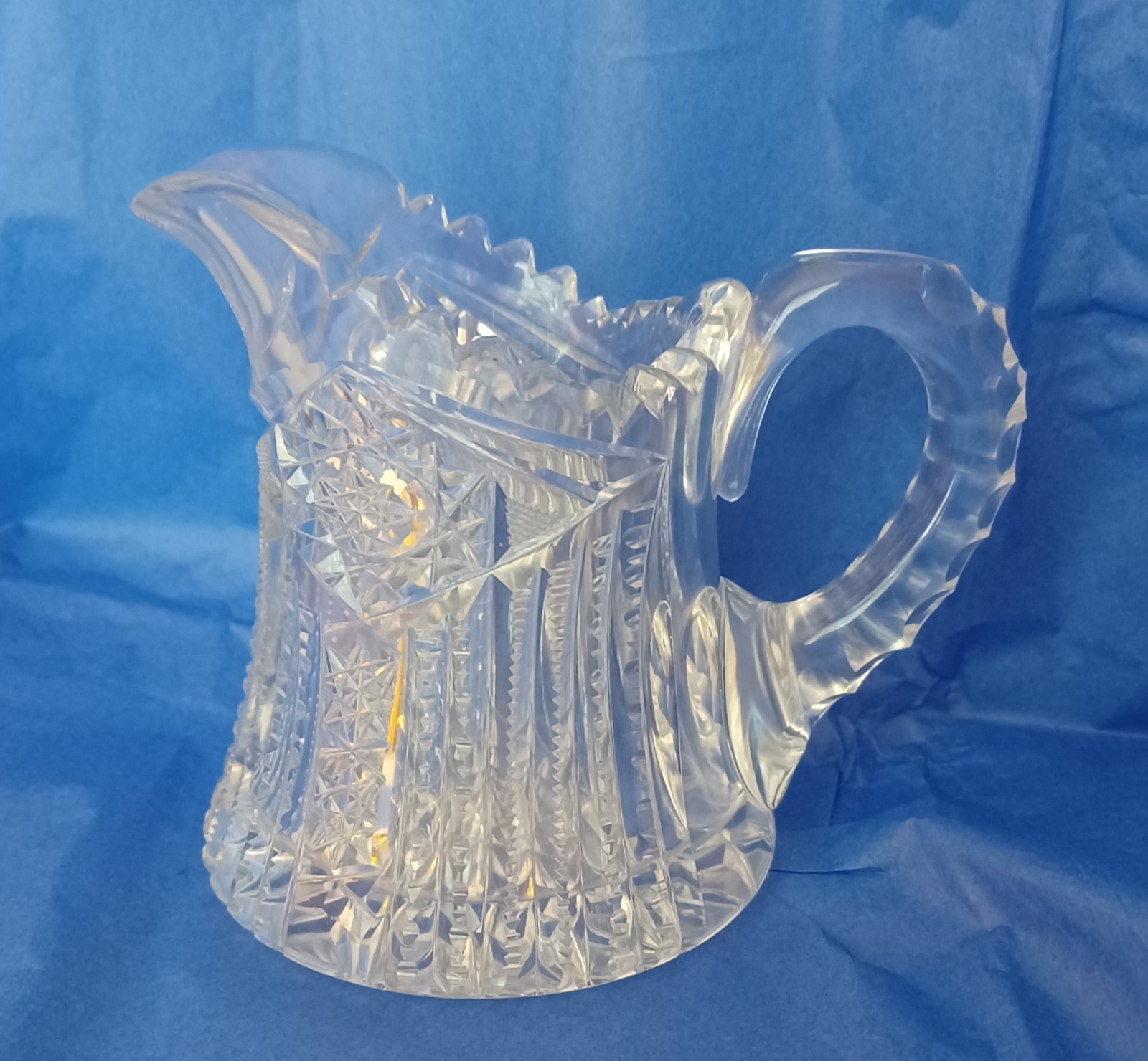 American Brilliant Cut Glass Pitcher- Crystal (4-4.5 in Tall)
