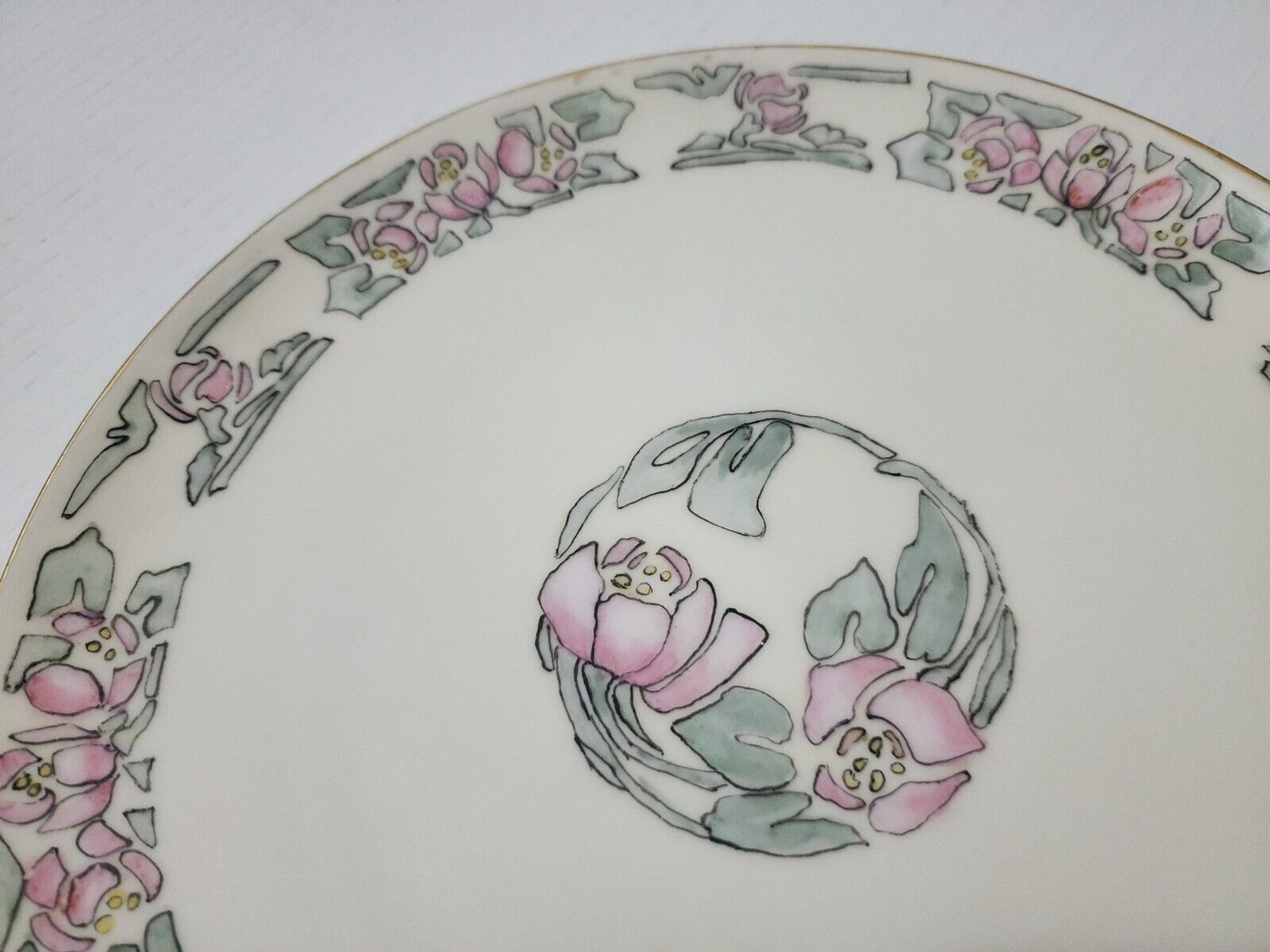 Antique Haviland Limoges France Plate Wild Roses Hand Painted Signed Carmichael