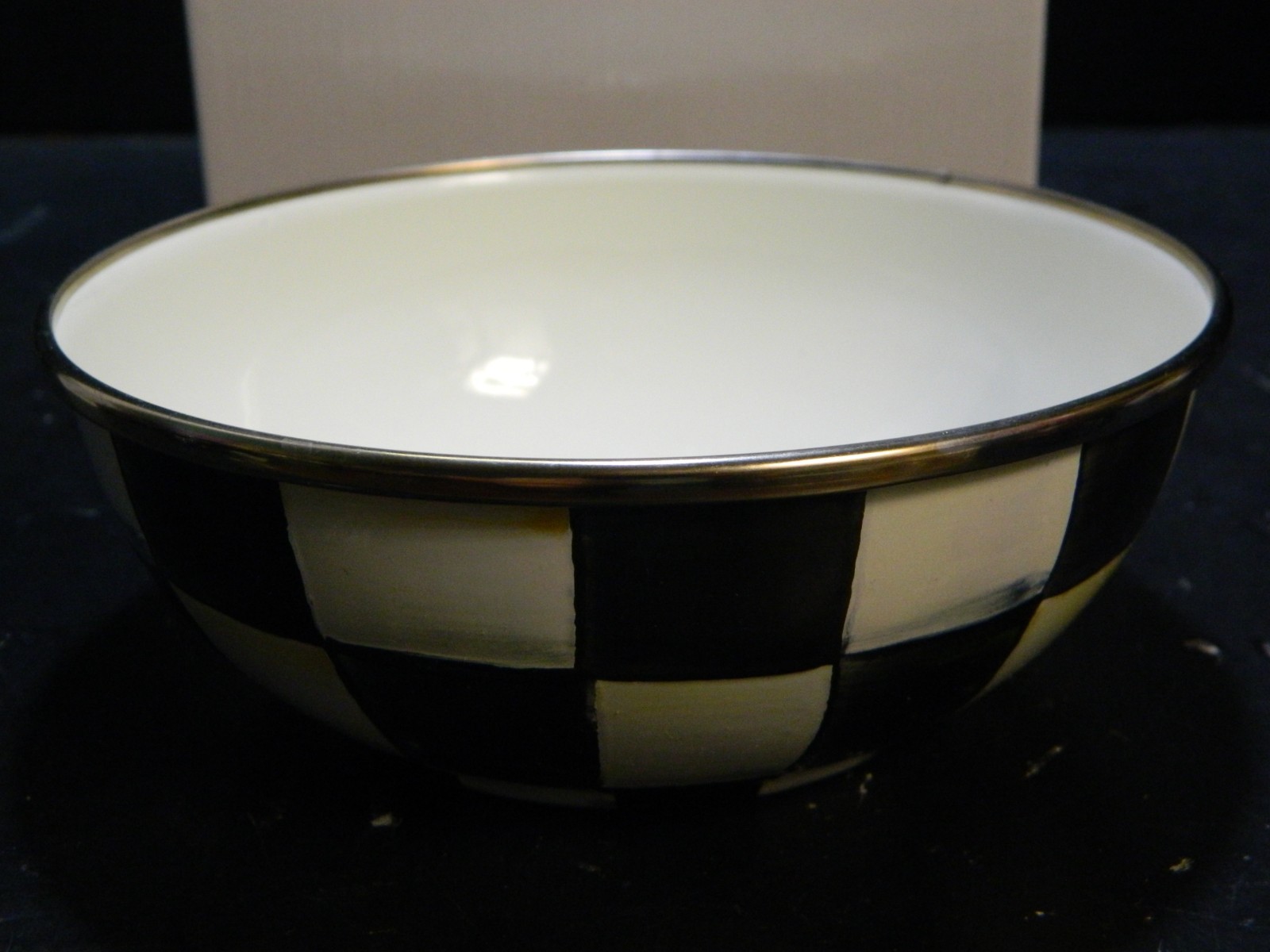 Mackenzie Childs Courtly Check Enameled Round Bowl 2.13″ x 5.94″ x 5.94″ NIB