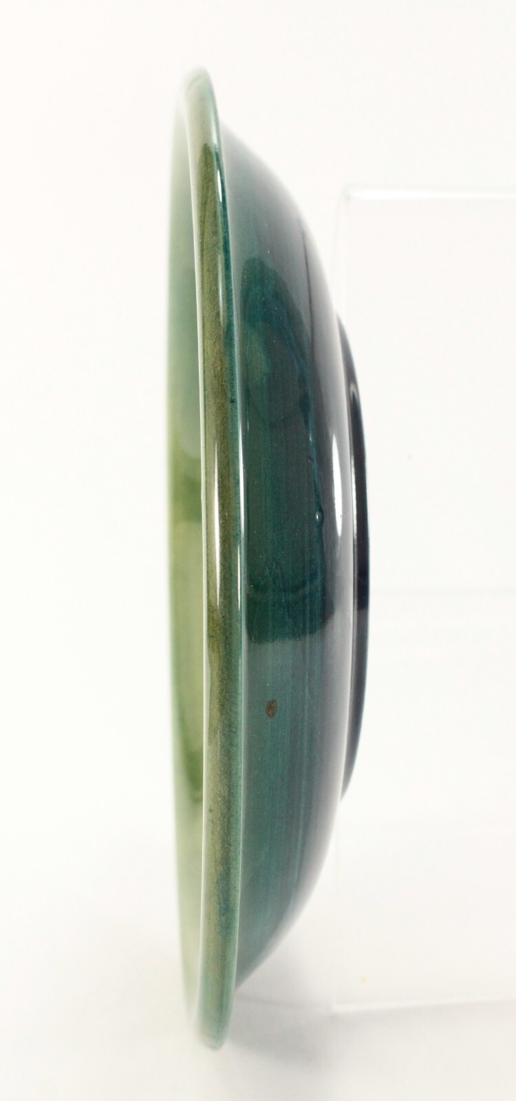 = 1930s Moorcroft Pottery Flambe Plate With Leaf & Berry Green Glaze England 9″