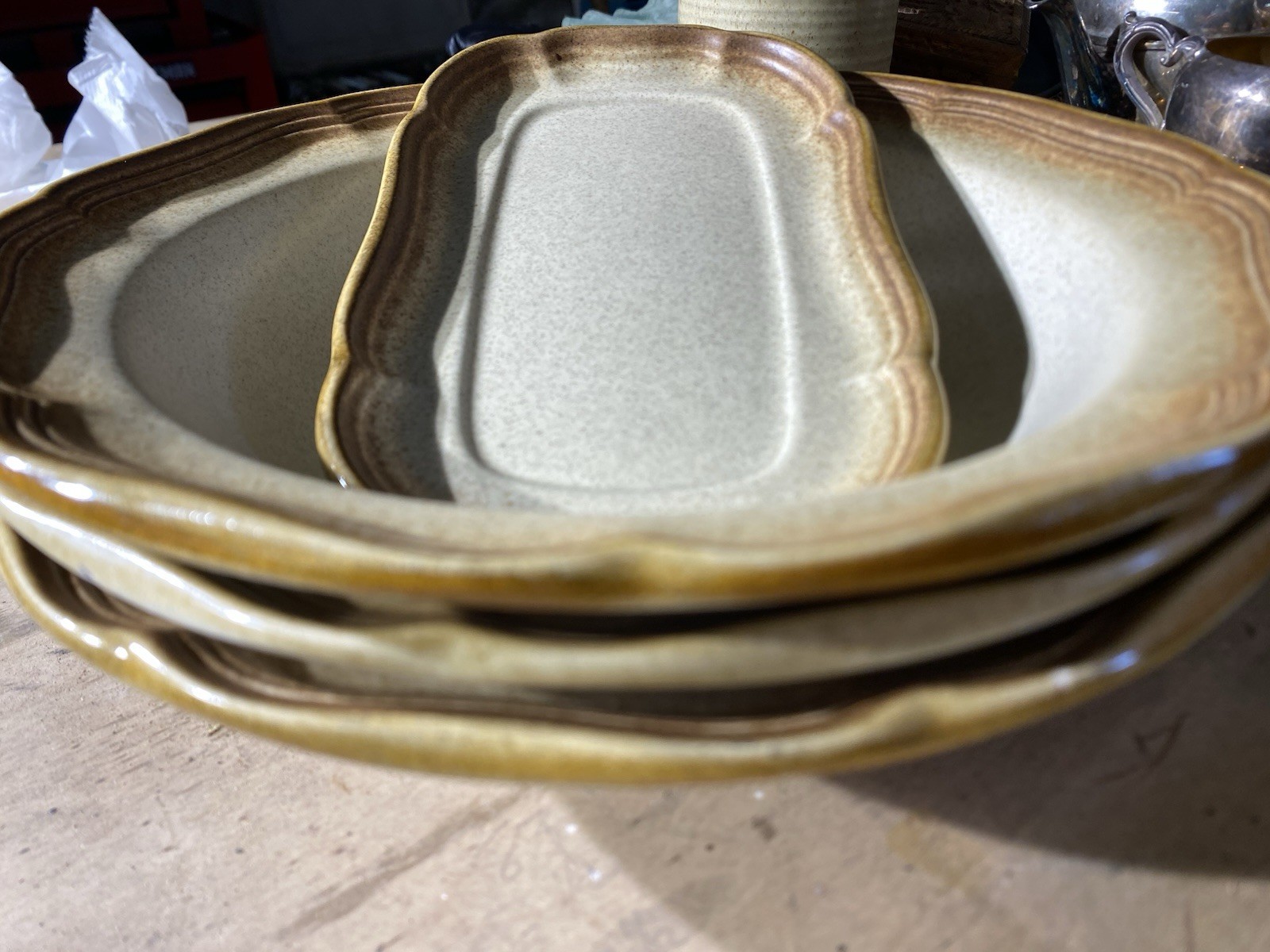 Mikasa Stoneware Whole Wheat Set Of 3 Plates And One Butter Plate Made In Japan