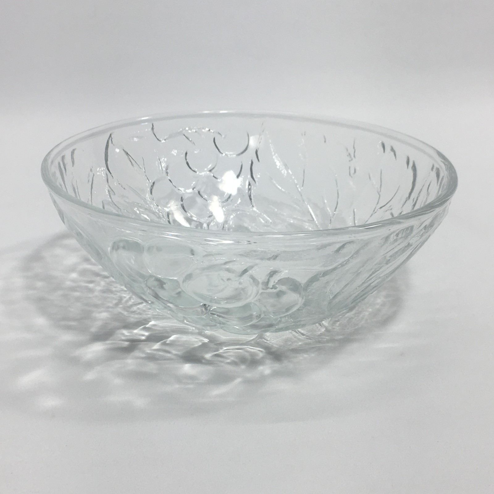 3 KIG Indonesia Vintage Embossed Salad Bowl 6″ Clear Glass Harvest Grape