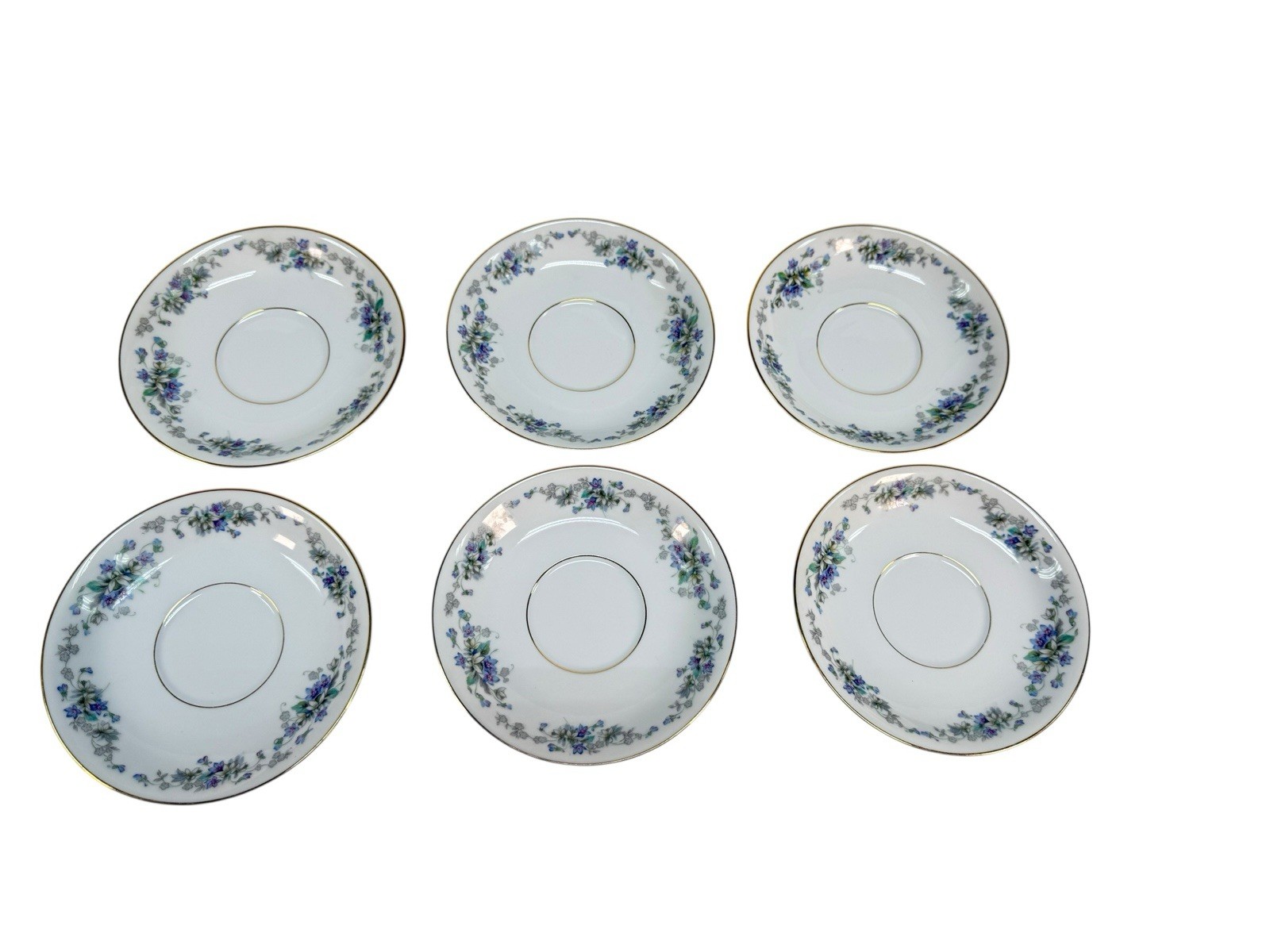 Set of 6 Noritake Violette 3054 Saucers – Excellent Condition – Gold Trim -Japan