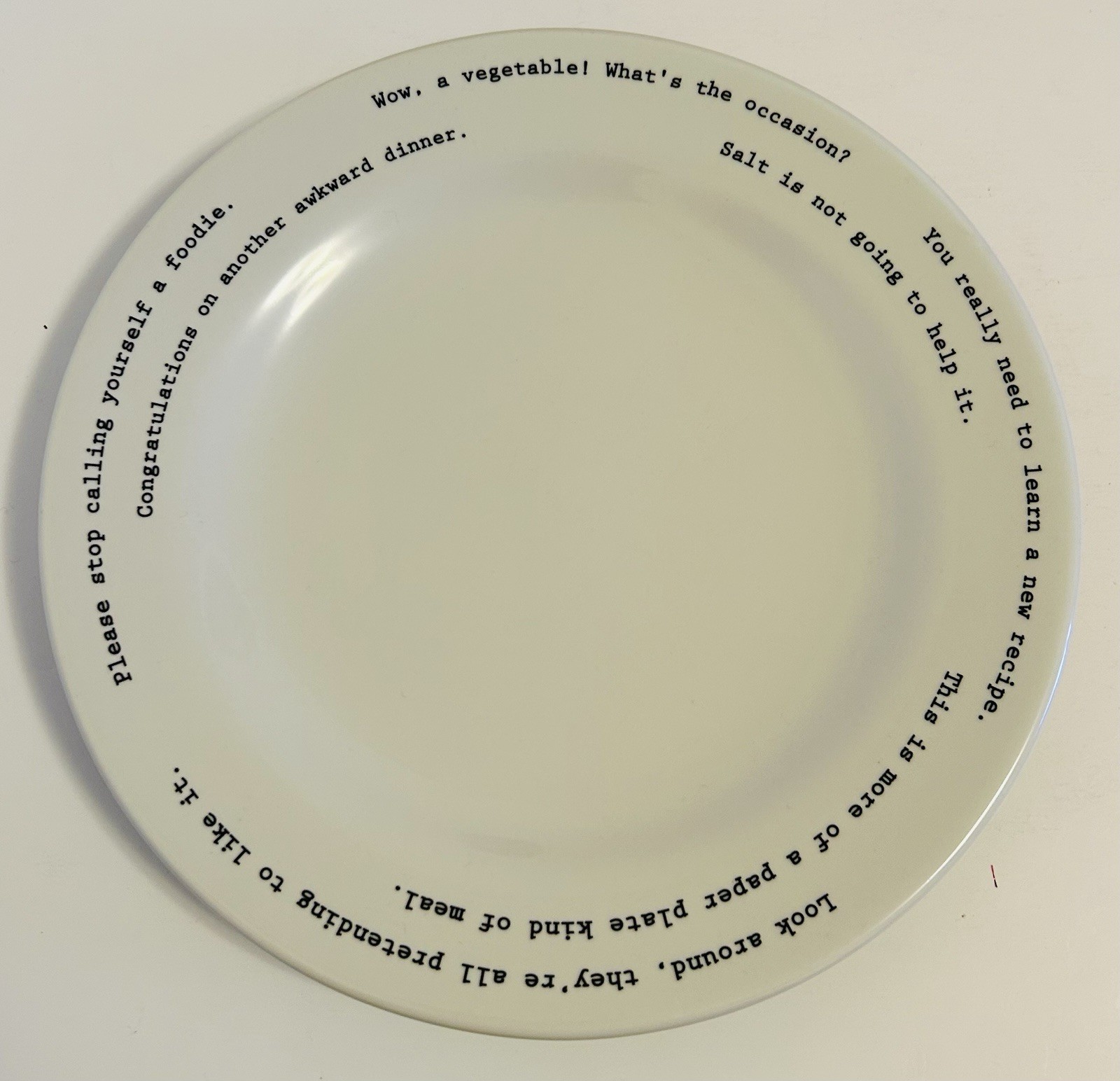 Fishs Eddy Funny Bad Cook Awkward Meal Themed Dinner Plate 10.25” Stoneware VTG
