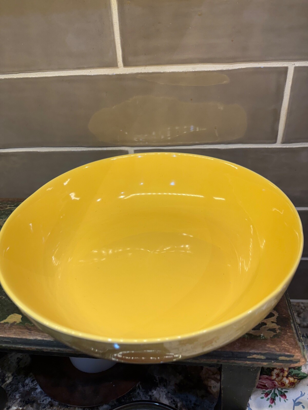 vtg mcm malibu modern bright yellow serving bowl by hollydale california