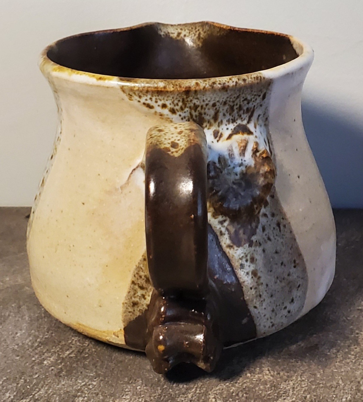 Studio Art Pottery Creamer Pitcher Signed Glazed Stoneware 3.5″ X 3.25″
