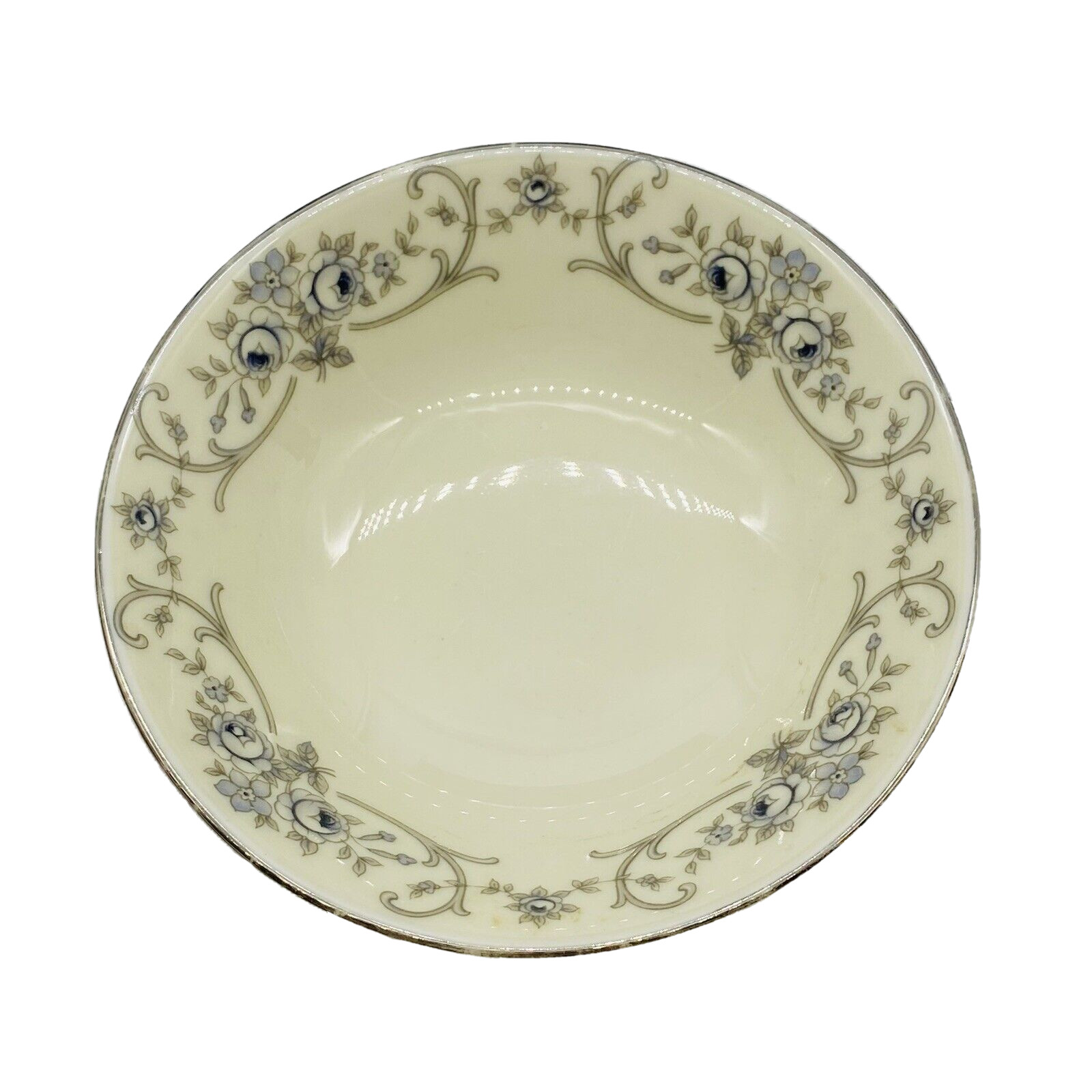 VTG Johann Haviland Bavaria Berry Bowls (2) White Blue Flowers Platinum Trim