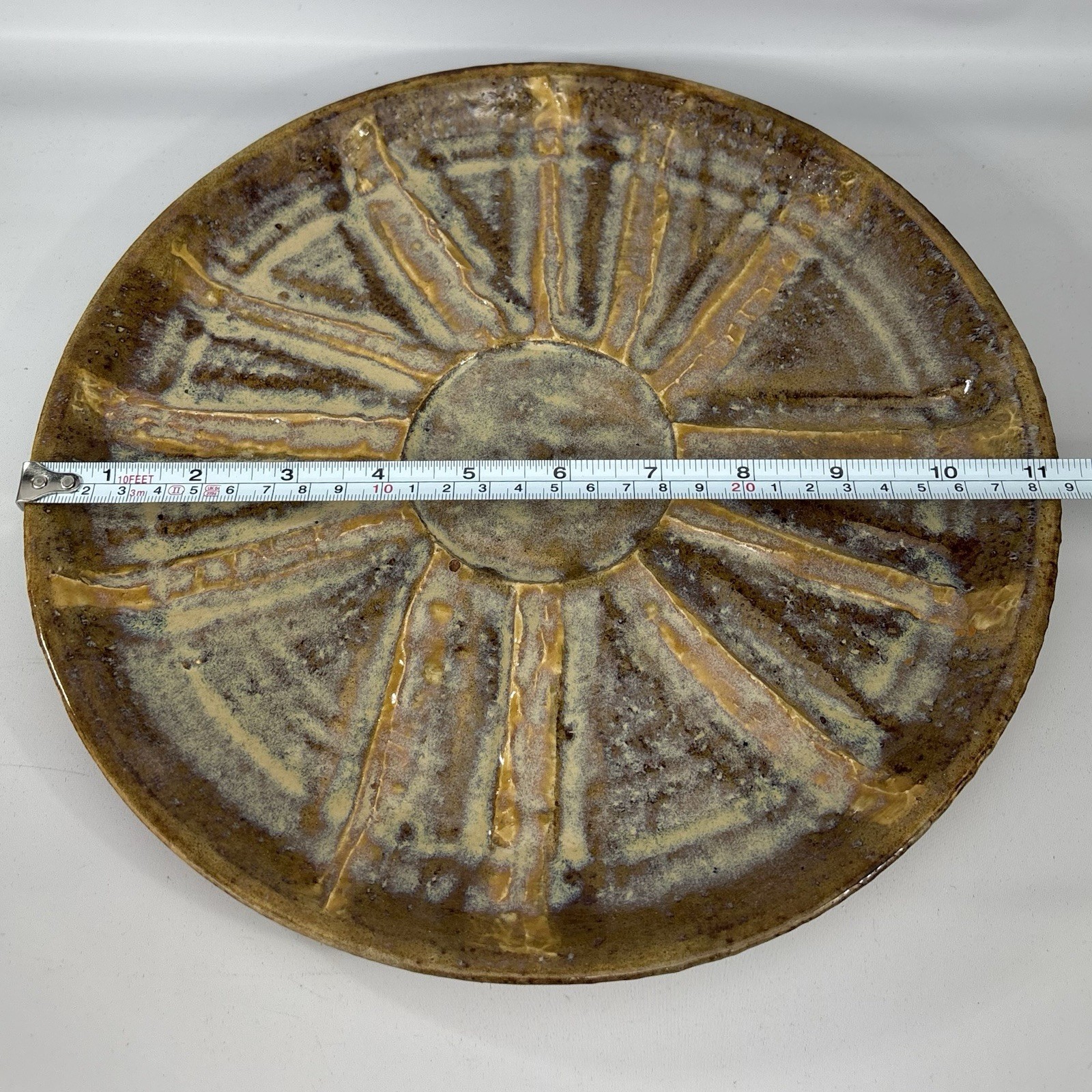 NICE 1988 Louisiana Studio Art Pottery 11” Handcrafted Sunburst Serving Platter