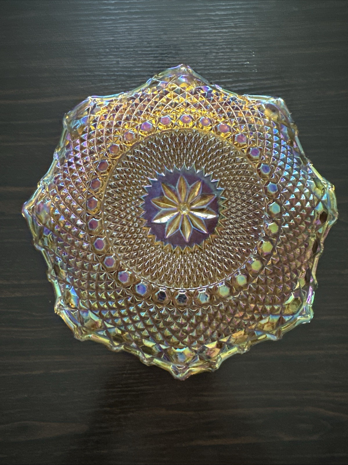 VINTAGE INDIANA GLASS CO CARNIVAL ORANGE MARIGOLD LEAF HOSTESS SERVING PLATE