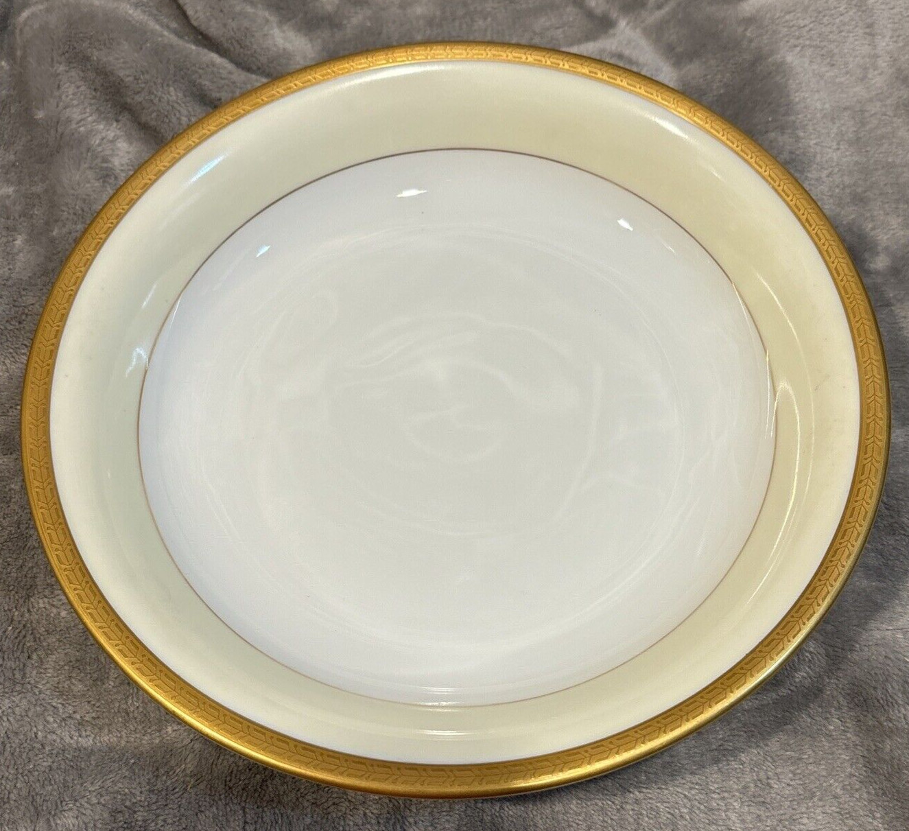 Bohemia Ivory / White with Gold Trim China 8″ Soup Bowl Czechoslovakia Free Ship