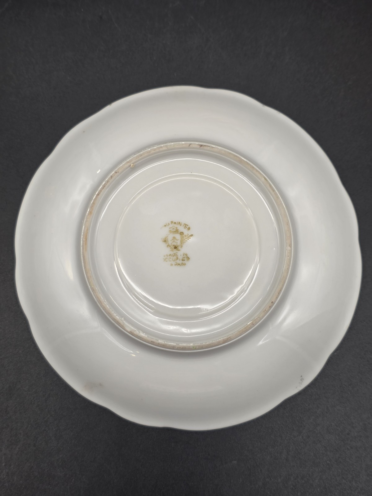 VTG Handpainted Green Floral Gold Laurel Saucer Made in Occupied Japan