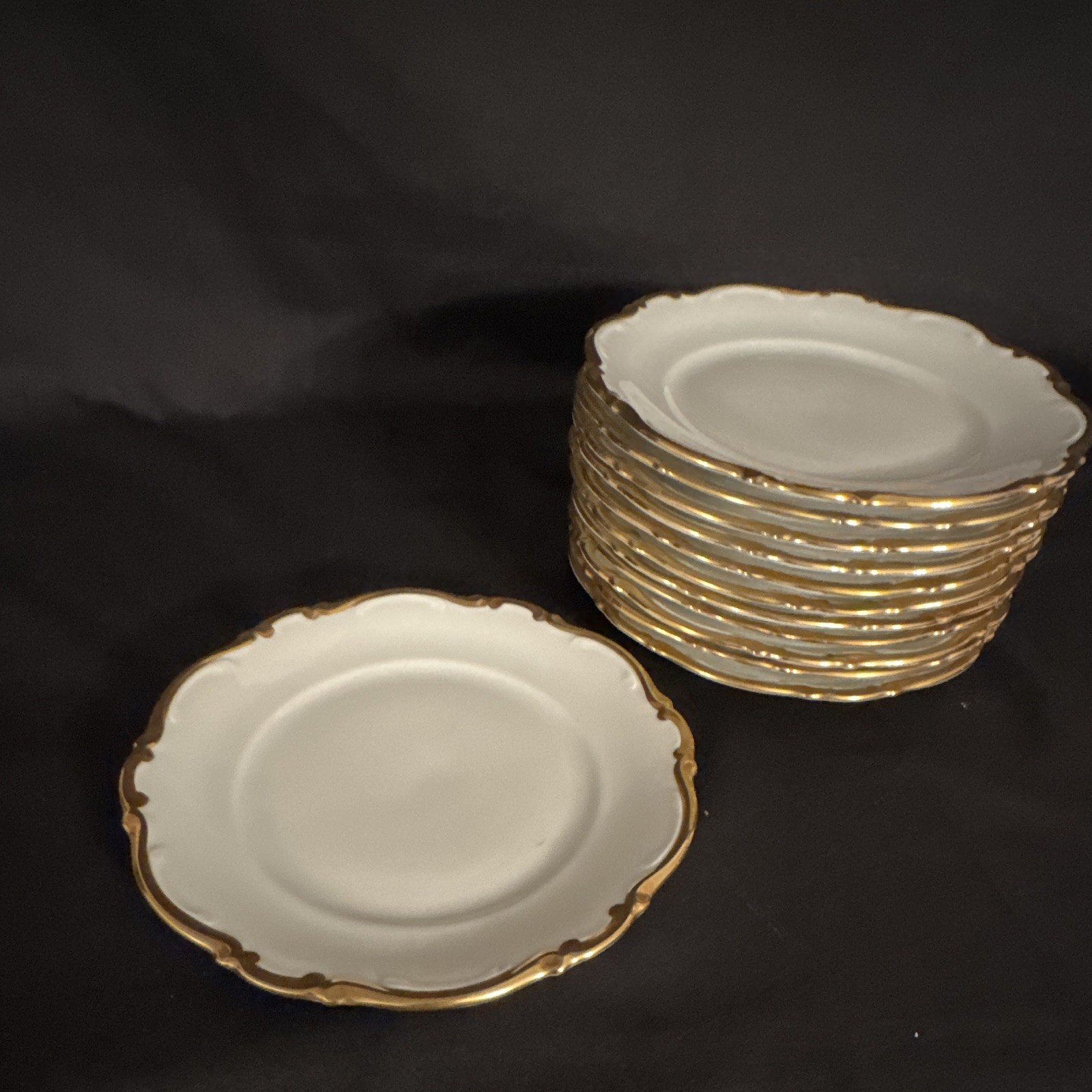 Mitterteich Bavaria golden lark salad plates set of 12. 8in. Made in Germany
