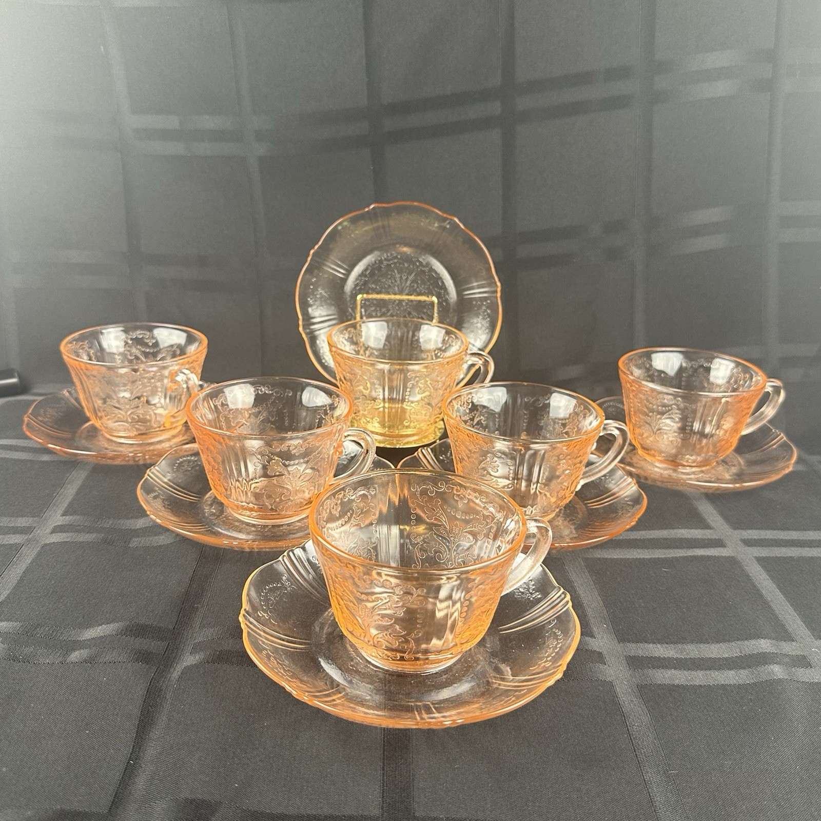 Vtg Macbeth Evans American Sweetheart Pink Depression Glass 2pc Cup Saucer Set